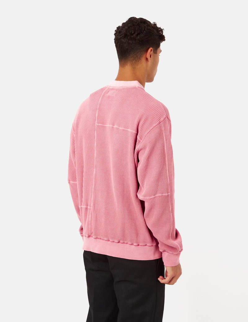 Thisisneverthat Langarm-Poloshirt mit Waffelmuster - Pink
