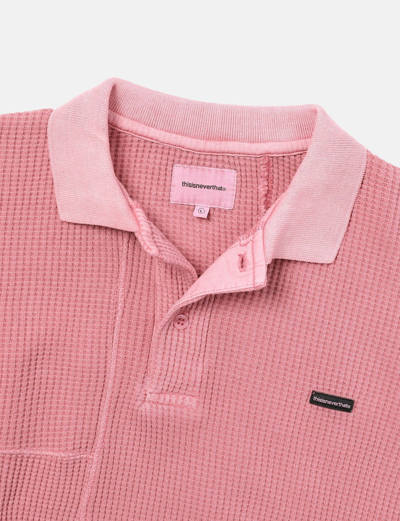 Thisisneverthat Langarm-Poloshirt mit Waffelmuster - Pink