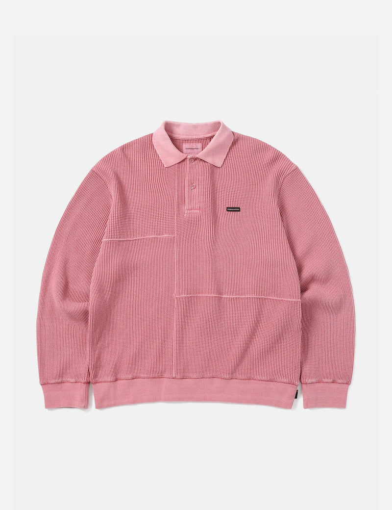 Thisisneverthat Langarm-Poloshirt mit Waffelmuster - Pink