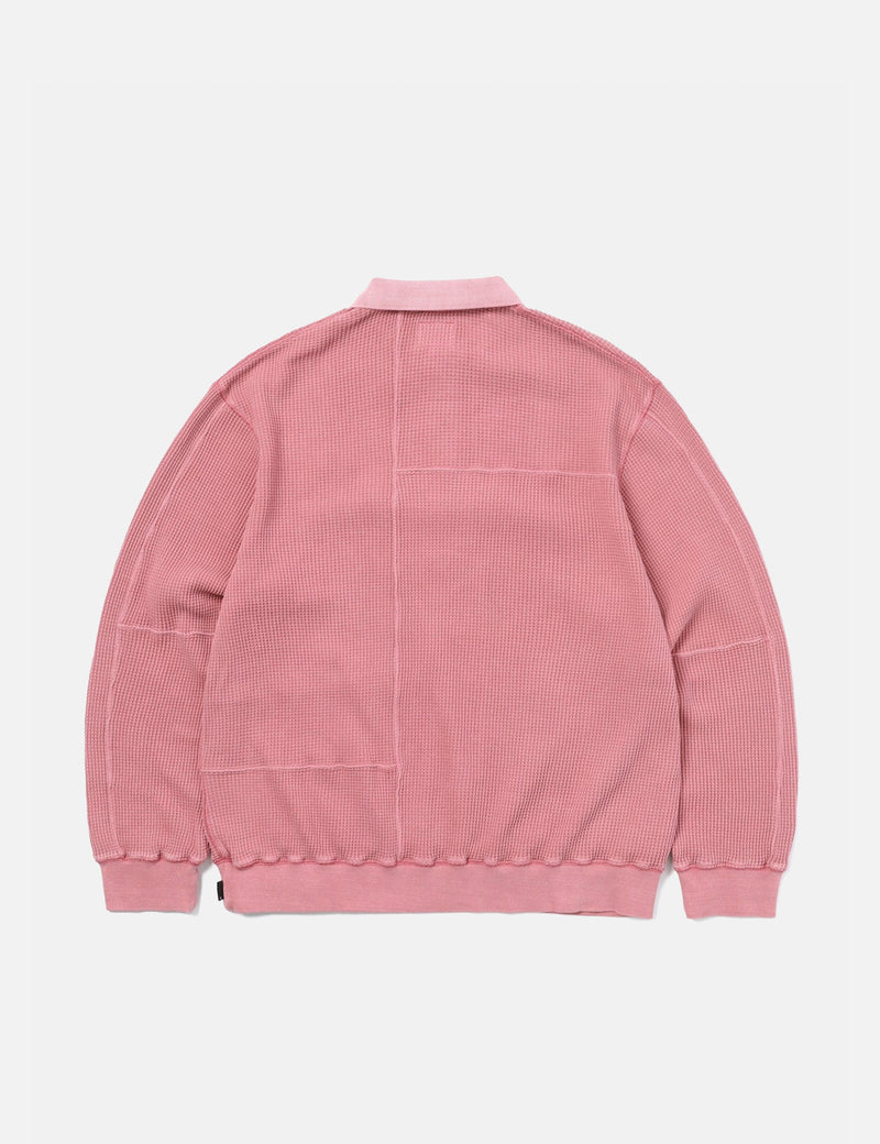 Thisisneverthat Langarm-Poloshirt mit Waffelmuster - Pink