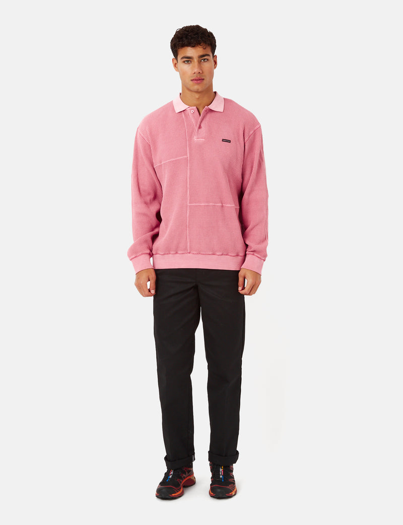 Thisisneverthat Langarm-Poloshirt mit Waffelmuster - Pink