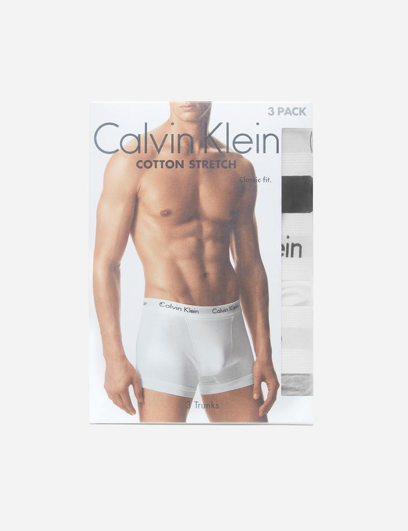 Calvin Klein 3er-Pack Trunk - Schwarz / Weiß / Grau Heather