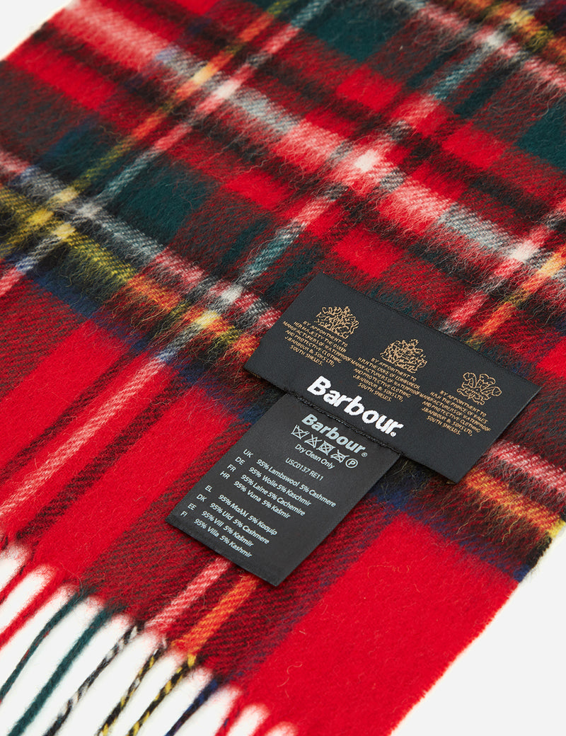 Barbour New Check Tartan Scarf - Royal Red