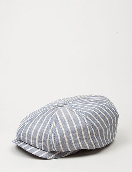 Stetson Hatteras Stripe Newsboy Cap (Linen) - Light Blue