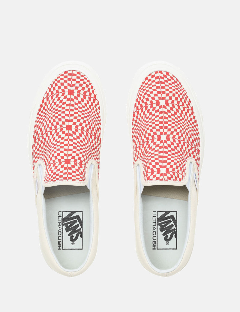 Vans Classic Slip On 98 DX Canvas Anaheim Factory OG Red White Warp Check