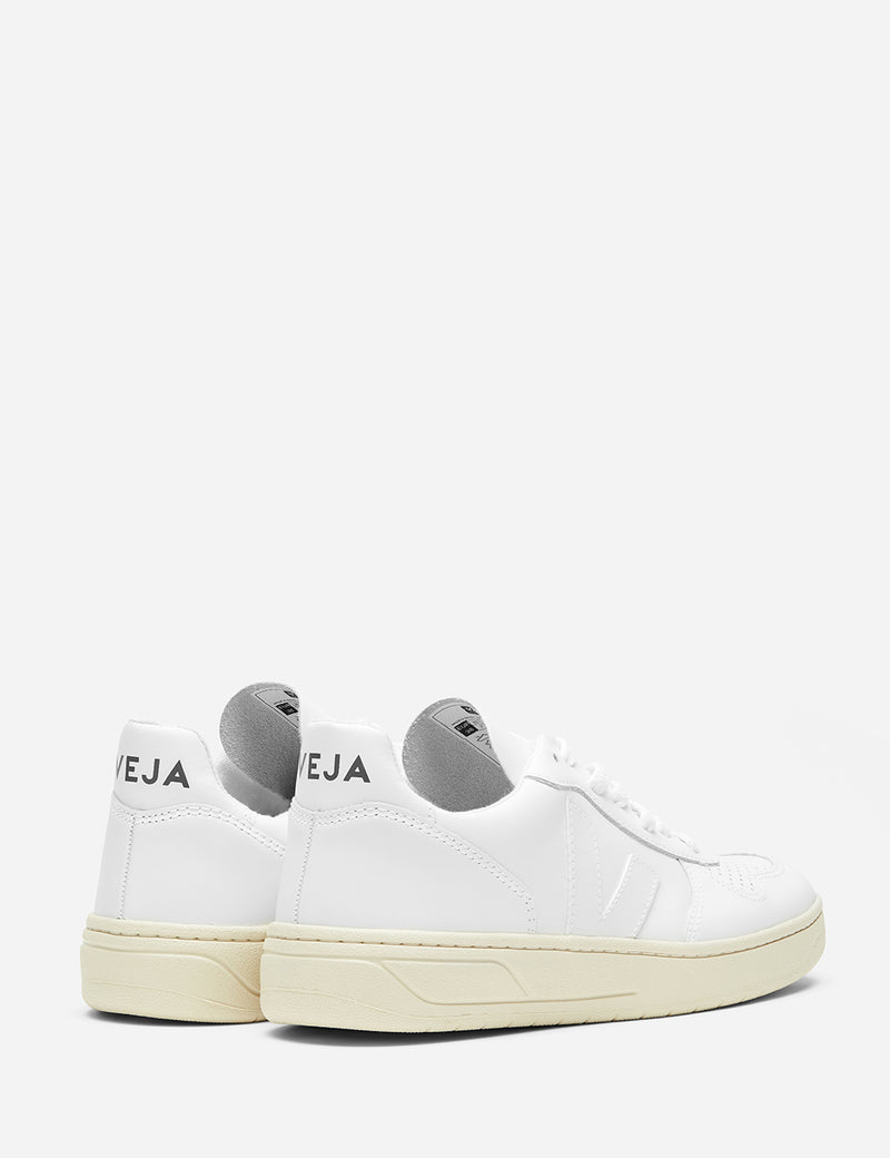 Womens Veja V-10 Leather Trainers - Extra White
