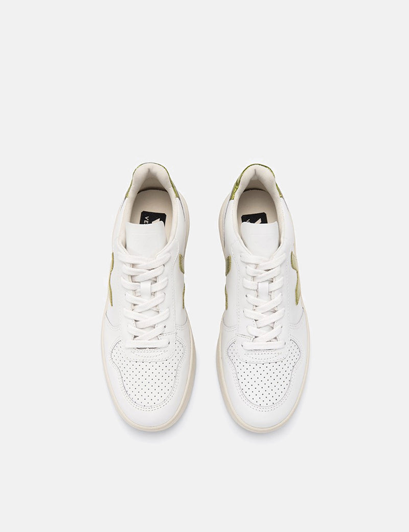 Womens Veja V-10 Leather Trainers - Extra White/Pagi