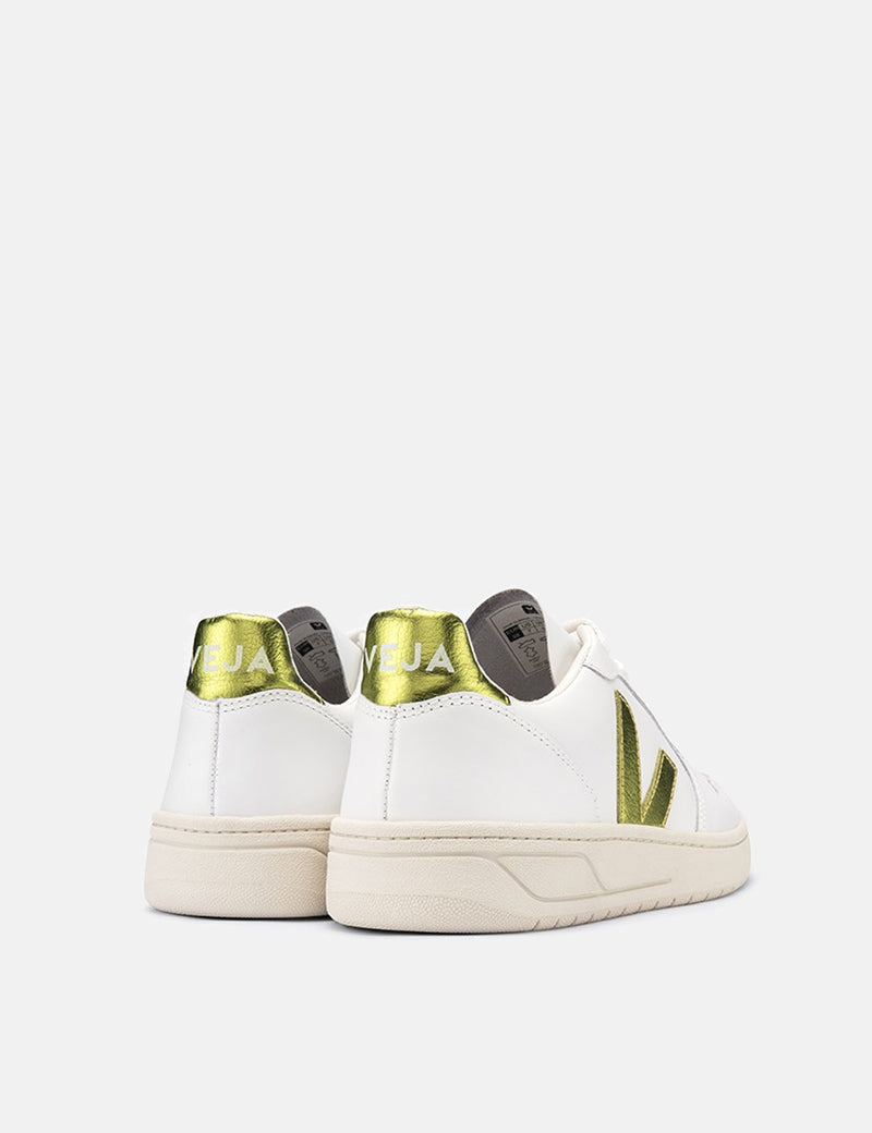 Womens Veja V-10 Leather Trainers - Extra White/Pagi