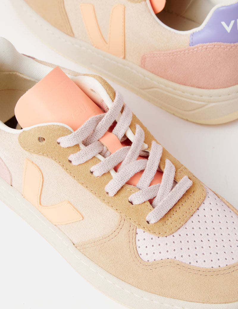 Women's Veja V-10 Suede Trainers - Peach/Multicolour