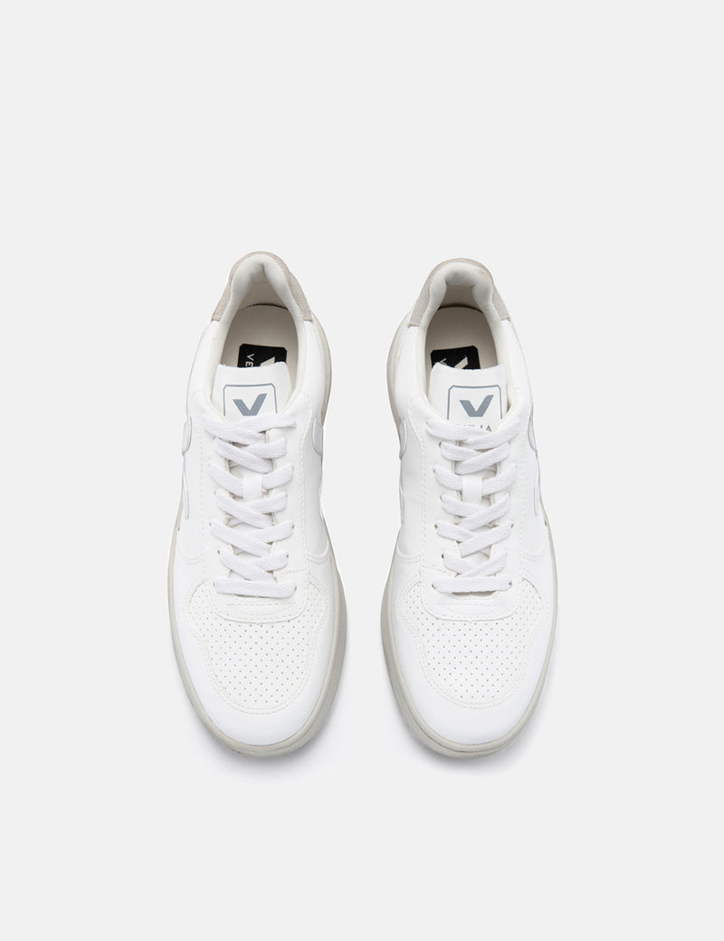 Veja V-10 Bastille Trainers - White/White Natural