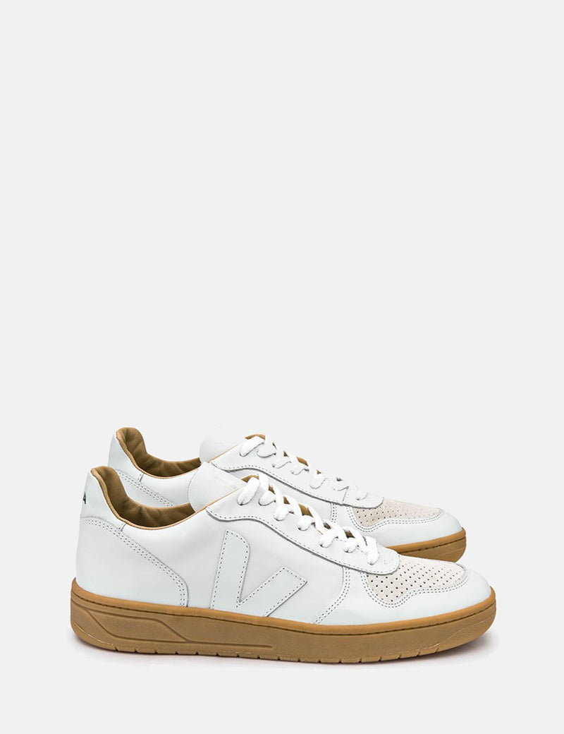 Baskets en cuir Veja V-10 - Blanc extra/Naturel
