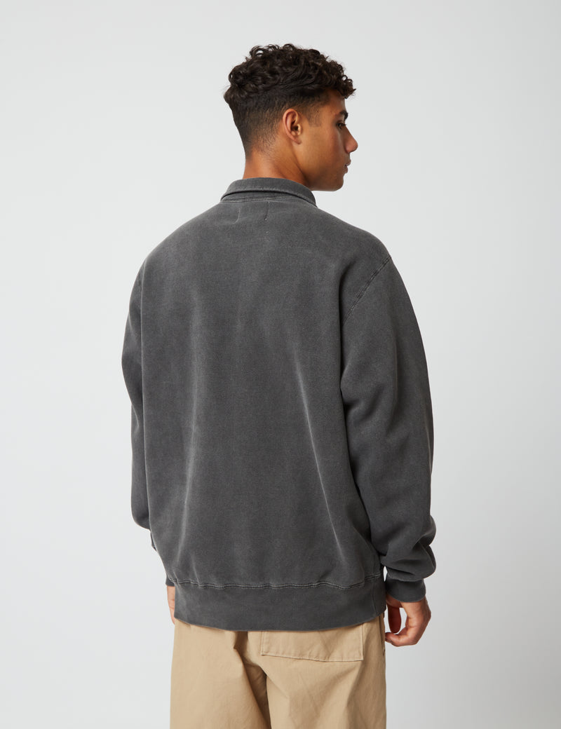 Bhode Pigment Dyed 1/4 Zip Sweat（Organic/Canada Origin、16oz）-ダスティブラック