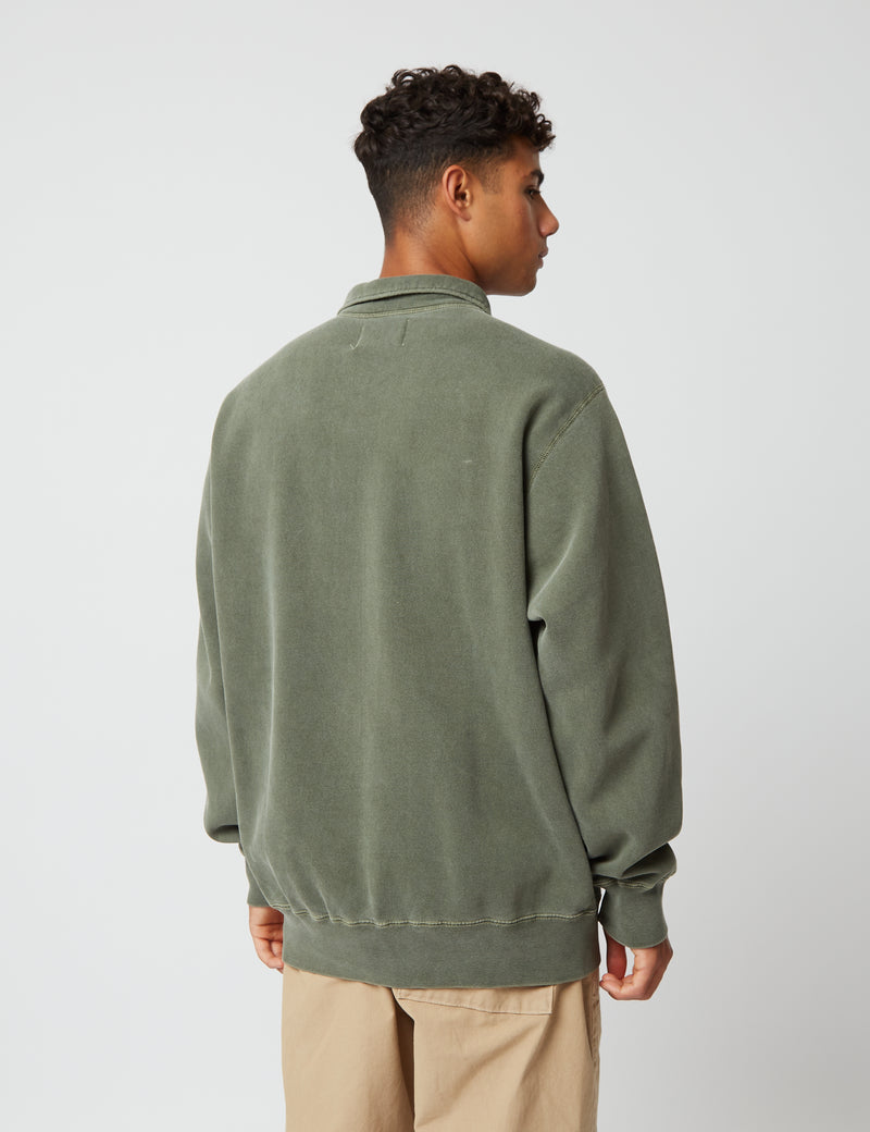 Bhode Pigment Dyed 1/4 Zip Sweat (Biologique/Origine Canada, 16 oz) - Sauge poussiéreuse