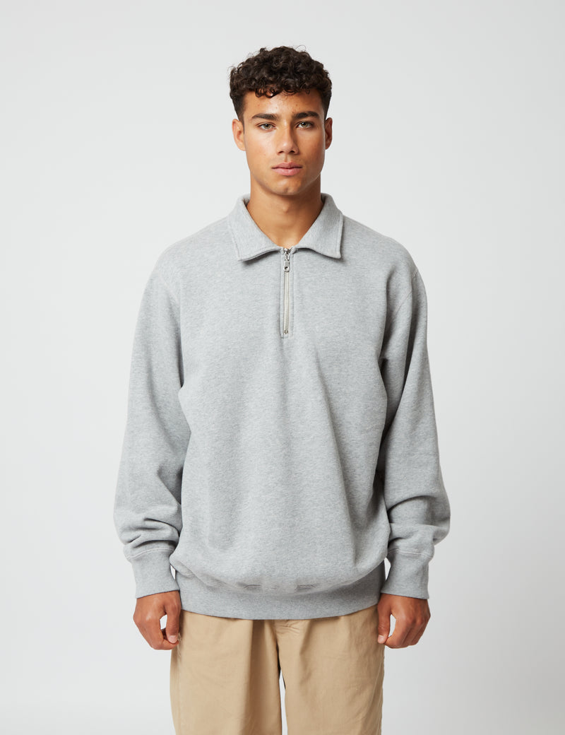 Bhode Pigment Dyed 1/4 Zip Sweat（Organic/Canada Origin、16oz）-アーカイブグレー