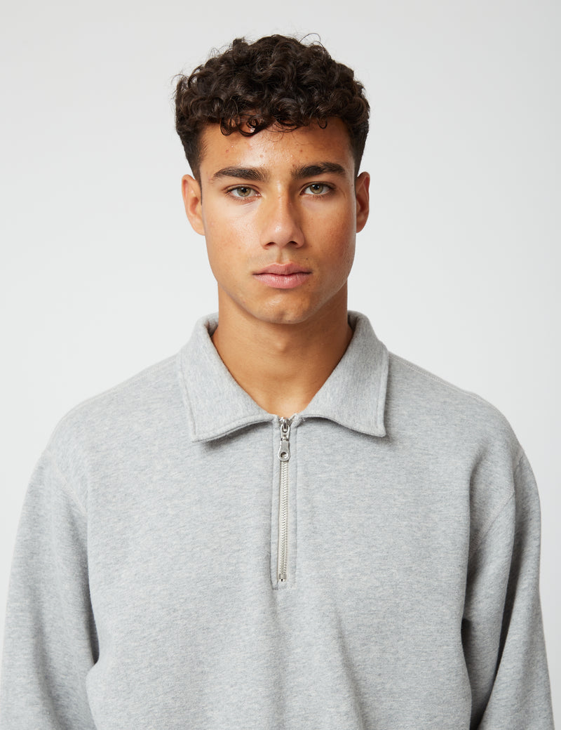 Bhode Pigment Dyed 1/4 Zip Sweat（Organic/Canada Origin、16oz）-アーカイブグレー