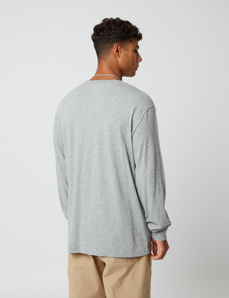 Bhode長袖Tシャツ（オーガニック/カナダ製、9オンス）-アーカイブグレー