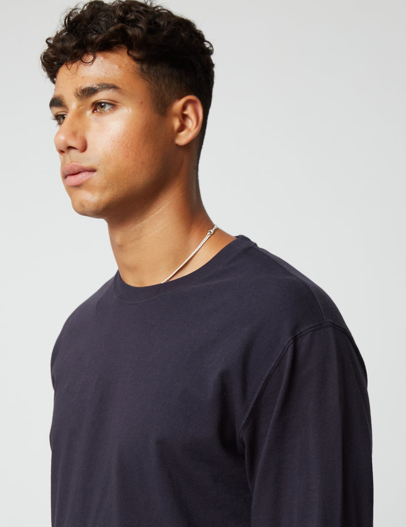 Bhode長袖Tシャツ（オーガニック/カナダ製、9オンス）-ダークミッドナイト