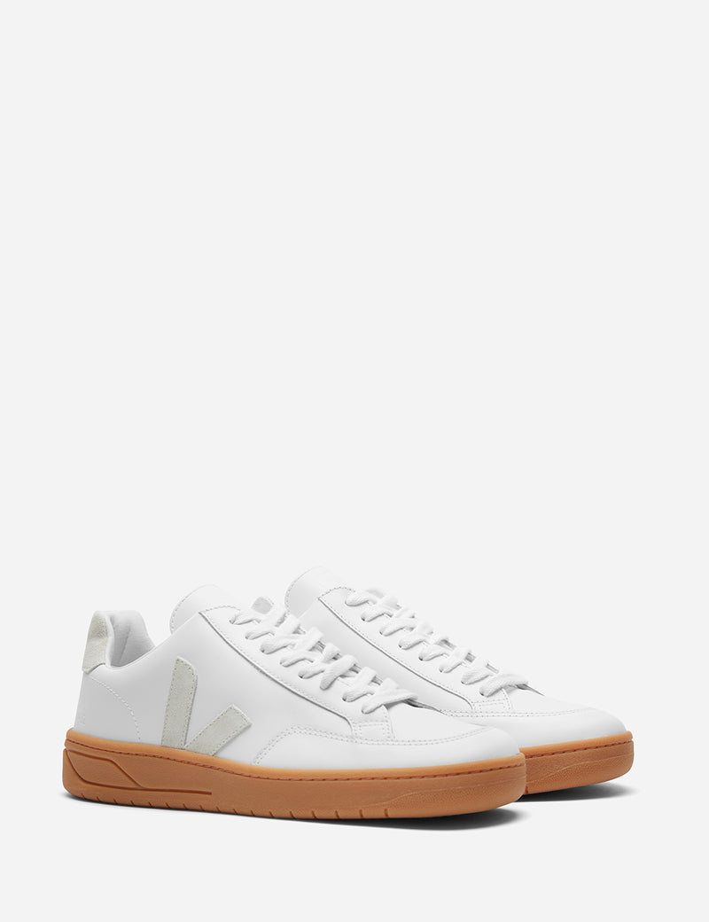 Veja V-12 Leather Trainers - Extra White/Natural Sole