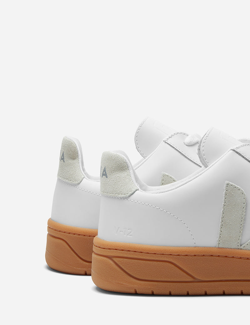 Veja V-12 Leather Trainers - Extra White/Natural Sole