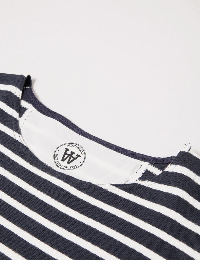 Wood Wood Harrison Breton Stripe Top - Navy/White