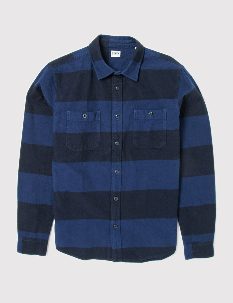 Edwin Labour Stripe Shirt - Navy/Black