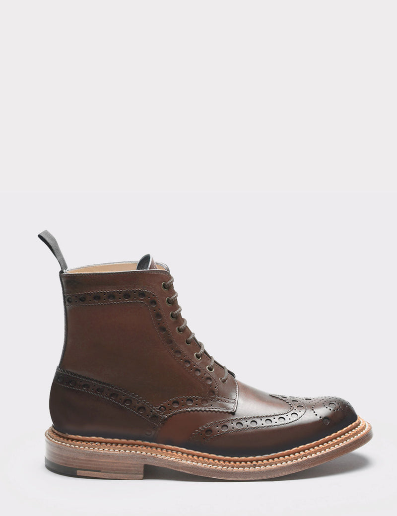 Grenson Fred Triple Welt Alpine Grain Brogue - Brown