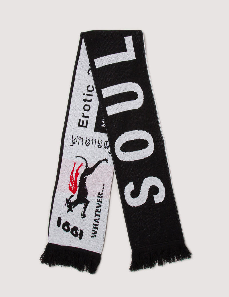 Soulland Muf Knitted Football Scarf - Black/White