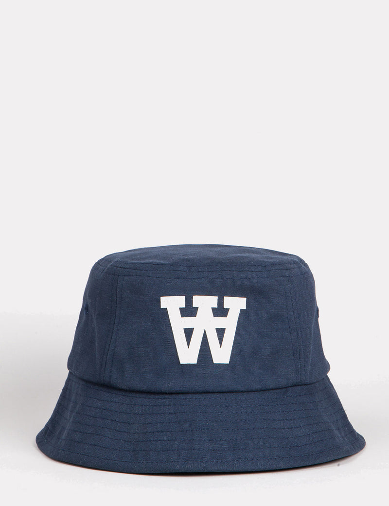 Wood Wood AA Logo Bucket Hat - Dark Navy