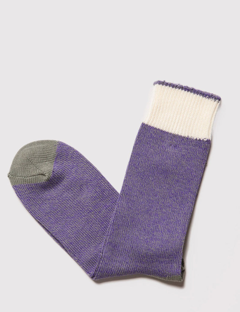 Democratique Relax Contrast Socks - Purple/Off White - Article
