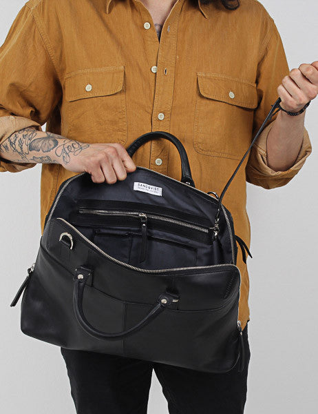 Sandqvist Dustin Leather Laptop Bag - Black