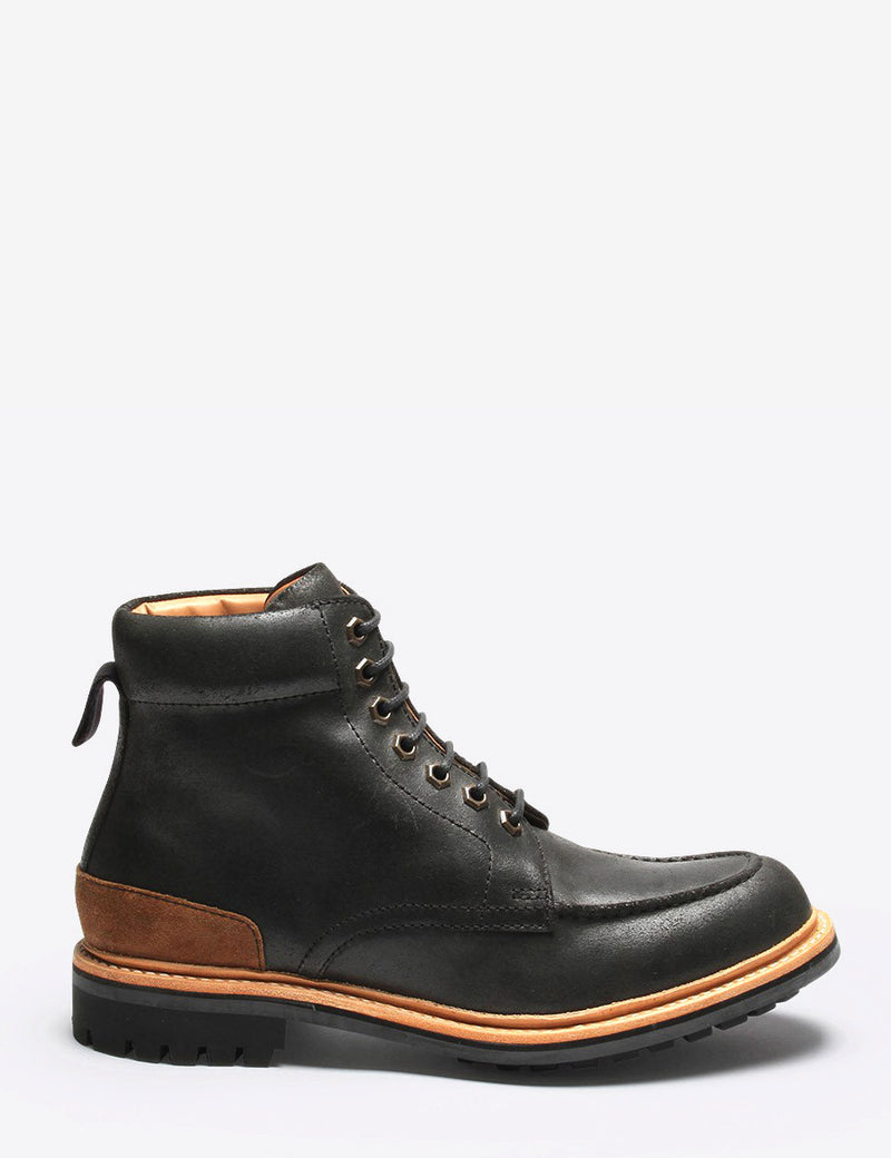 Grenson Otis Suede Boot - Black Roughout