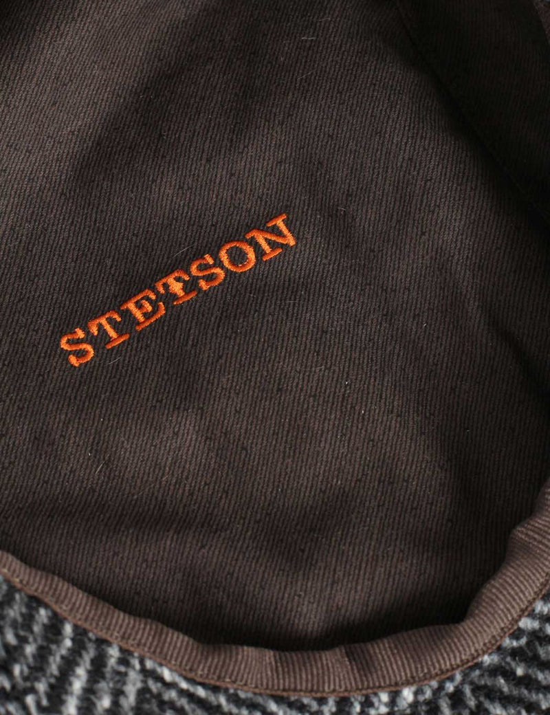 Stetson Madison Flat Cap - Black/Grey Herringbone