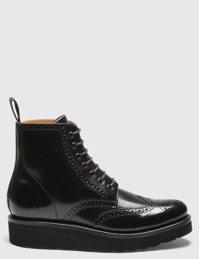 Womens Grenson Emma Brogue Boot - Black/Black