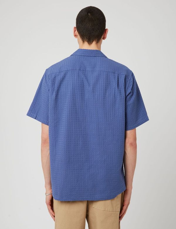 Portuguese Flannel Favo Short Sleeve Shirt - Blue