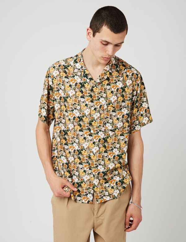 Chemise MC Portuguese Flannel Camo Flower - Marron
