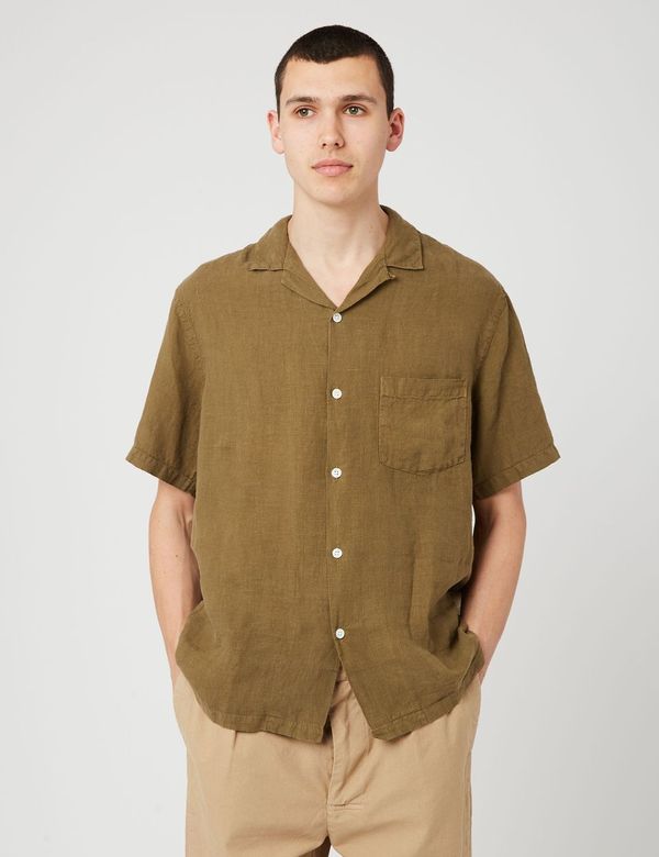 Chemise Col Camp Portuguese Flannel (Lin) - Vert Olive
