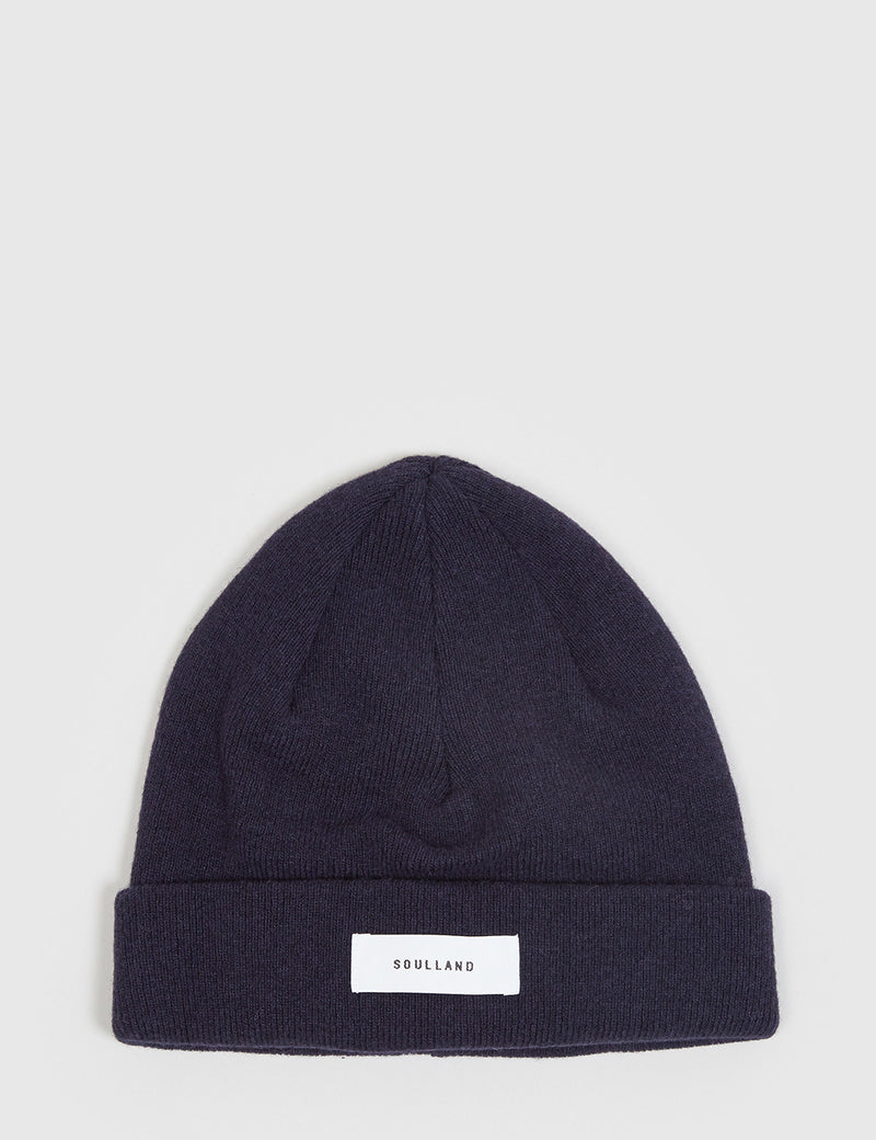 Soulland Villy Wool Beanie Hat - Navy Blue