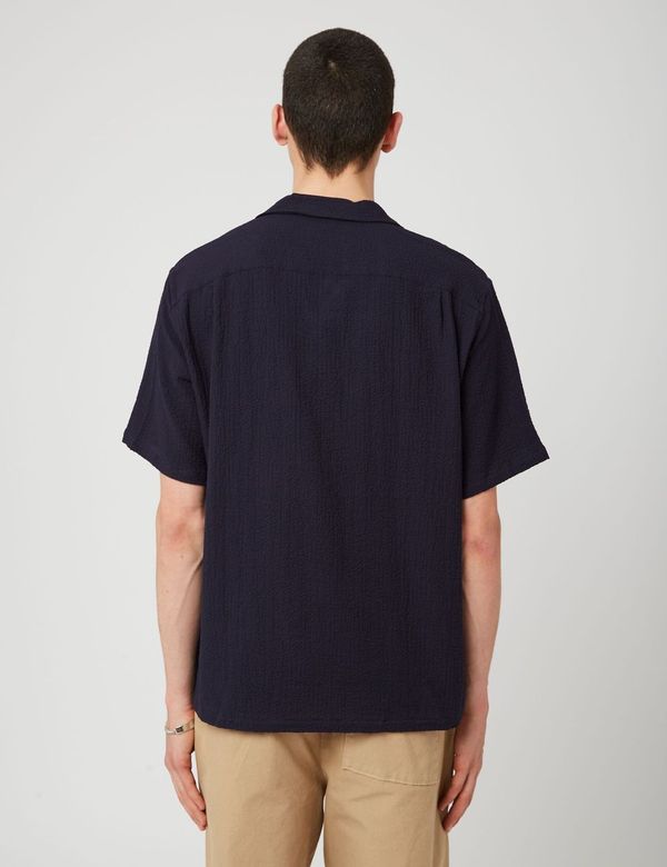 Portuguese Flannel 메 SS 셔츠 (시어서커) - 네이비 블루